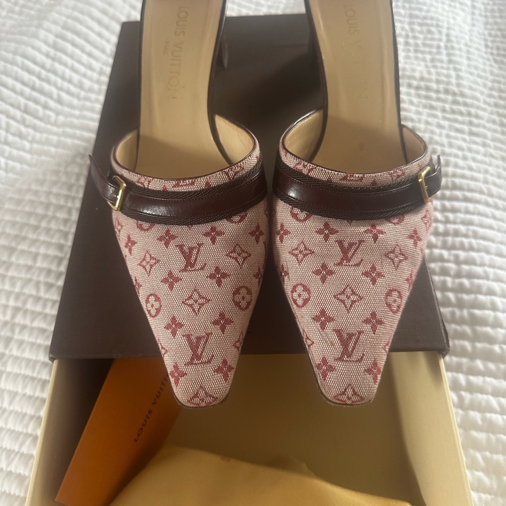 Louis Vuitton Pink and Brown Monogram Heels